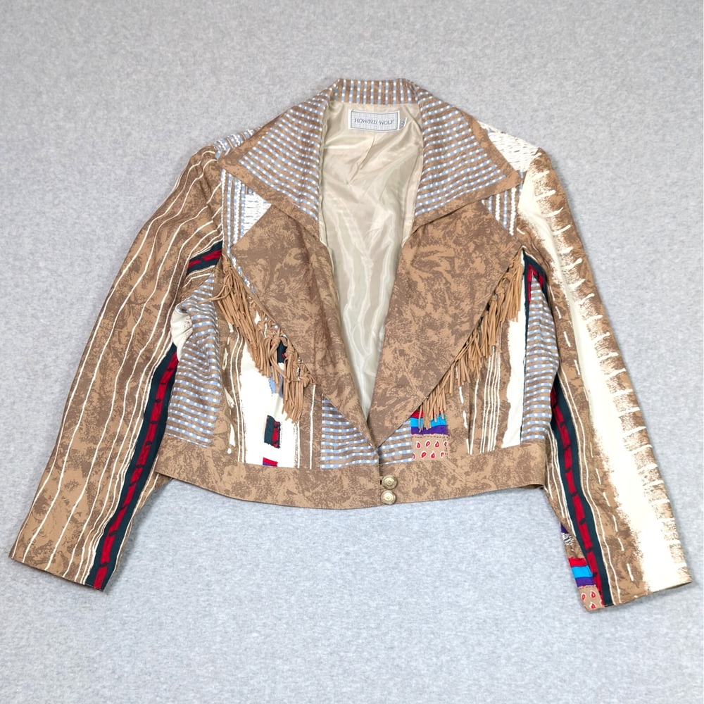 Vintage Howard Wolf Western Jacket Women's Size 12 Patchwork Embroidered